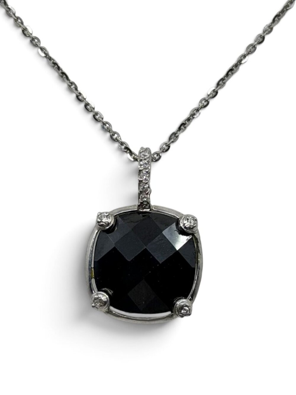 Berricle Sterling silver onyx & cubic zirconia necklace - GM8
